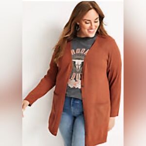 NEW! Maurice's Plus Size Soild Boyfriend Cardigan Sweater, NWT, Size 1X